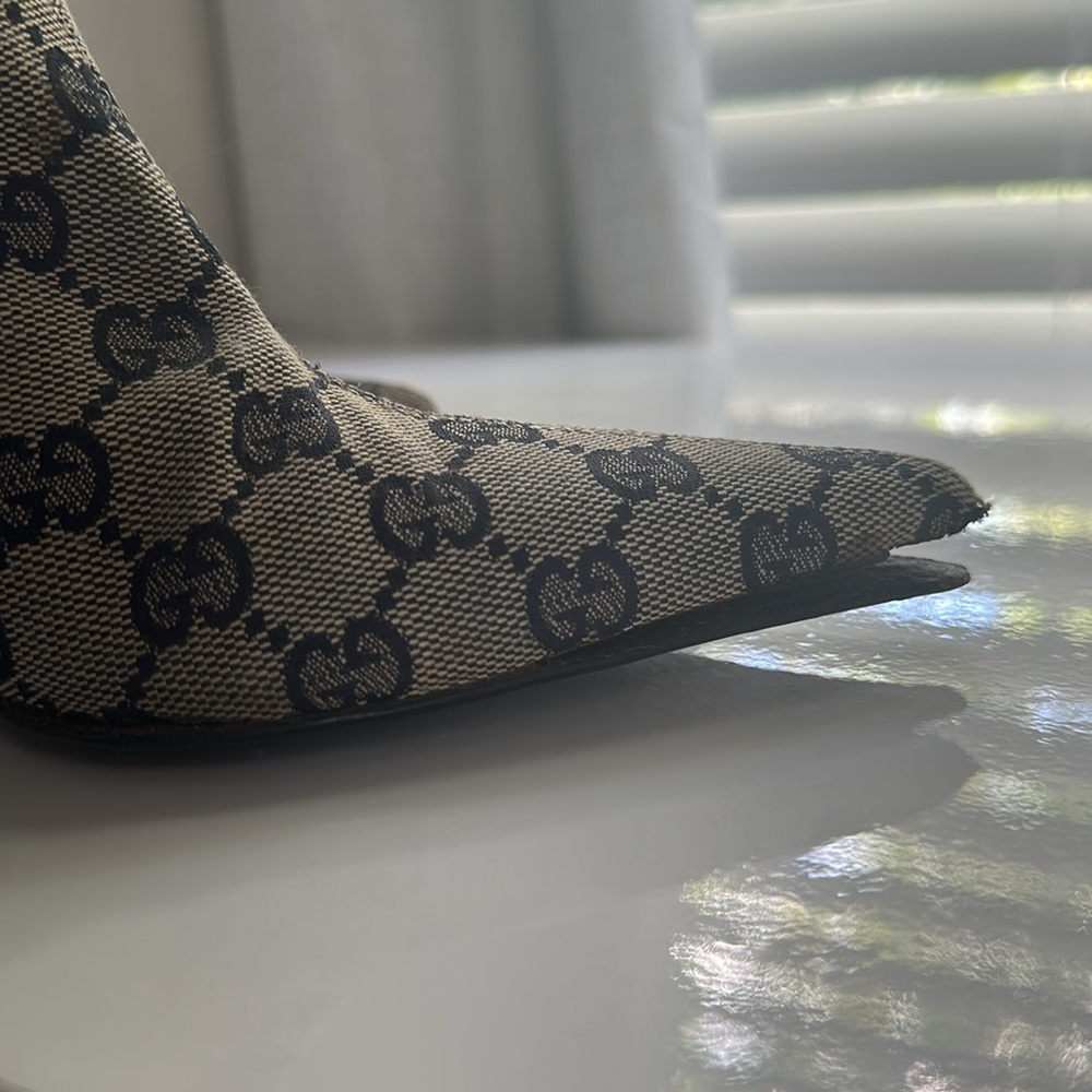GUCCI monogram canvas leather ankle boots booties size 6.5 - Picture 3 of 11